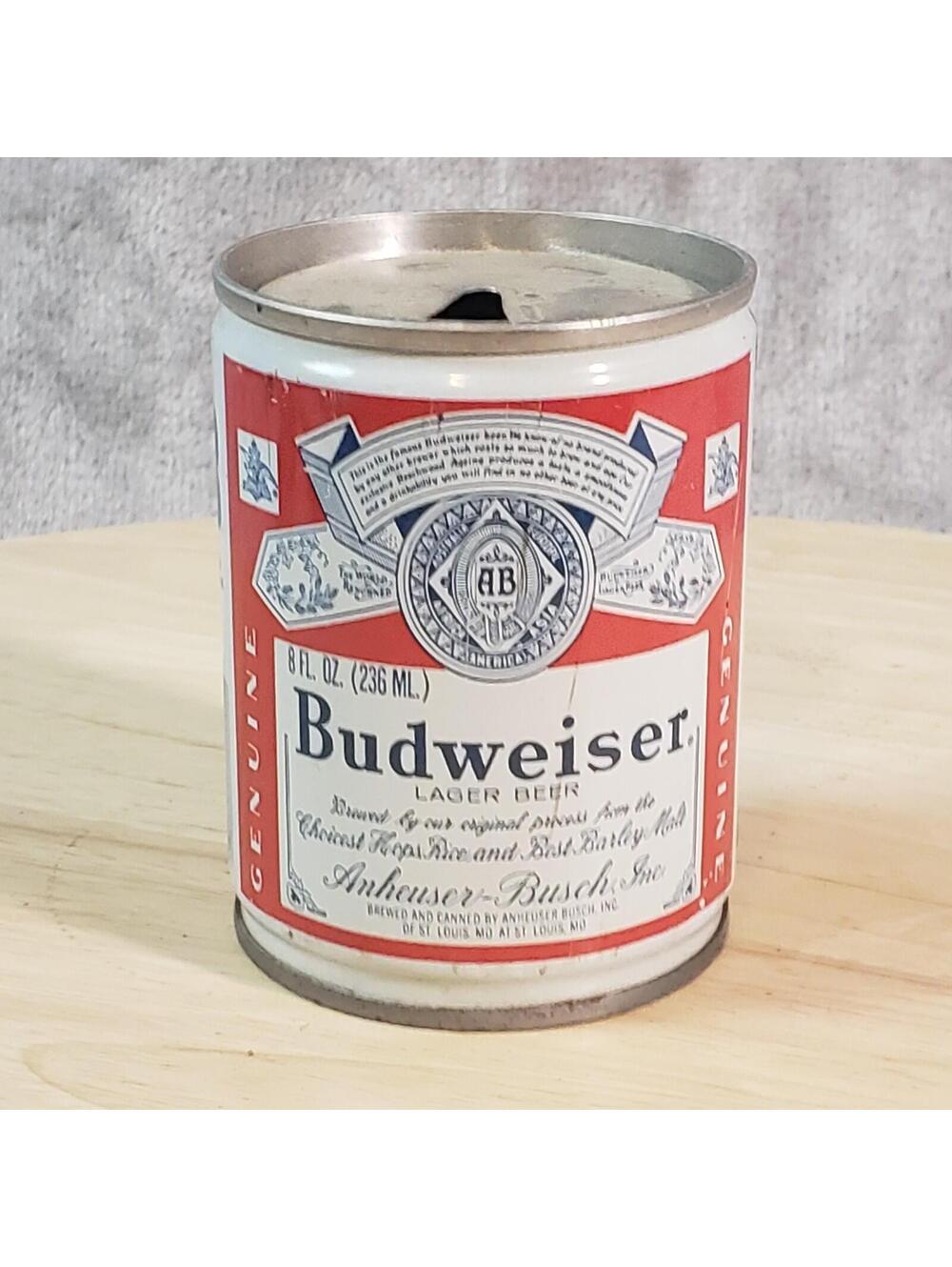 Vintage Budweiser 8 Oz Beer Can Empty Steel Pull Tab Anheuser Busch Short